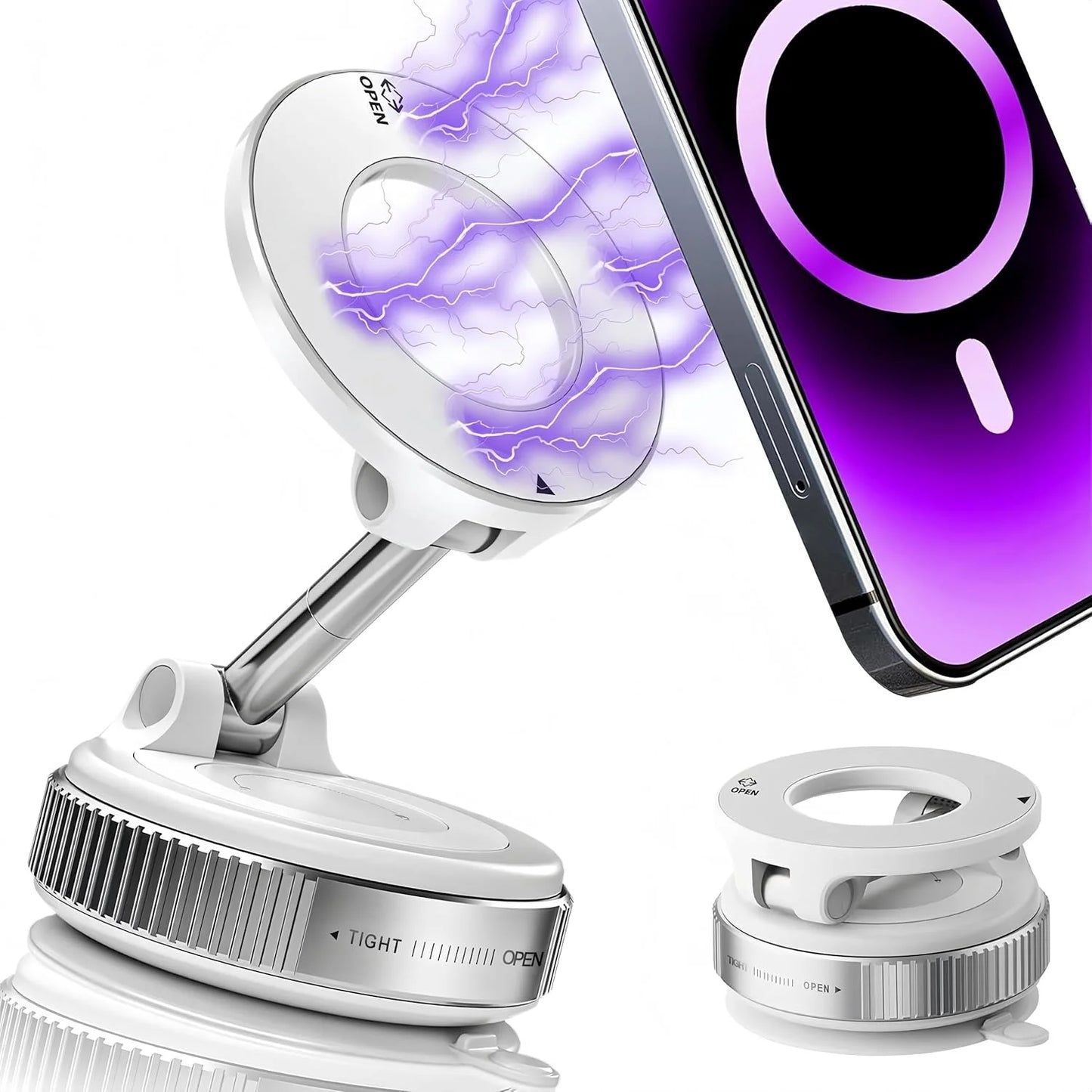 Vacuum Magnetic Phone Holder - MagSafe 360° Adjustable Suction Cup Stand 📱✨