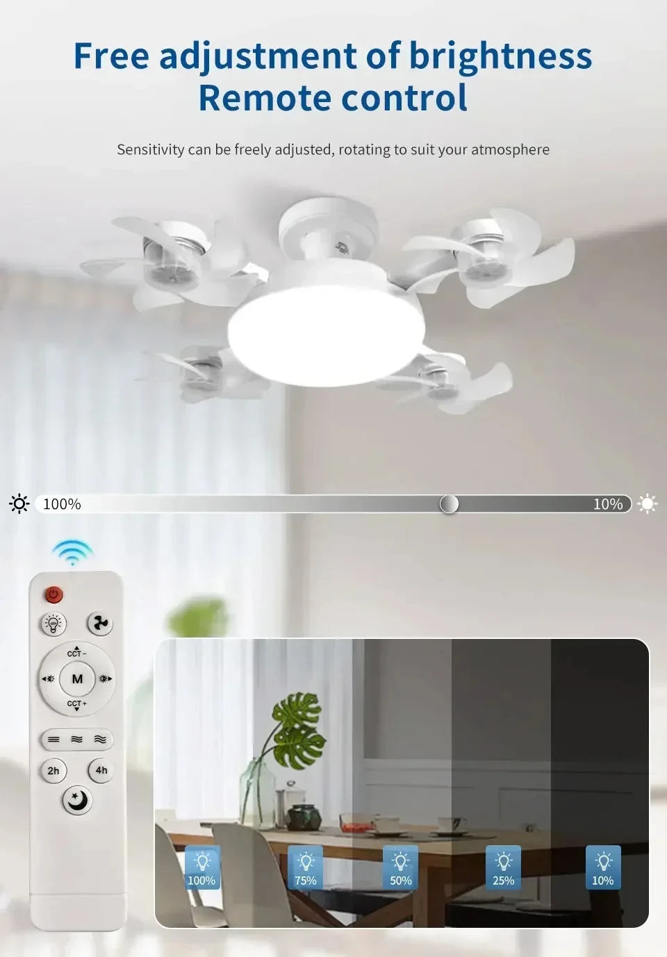Creative Drone Ceiling Lamp Electric Fan with Light Remote Control E27