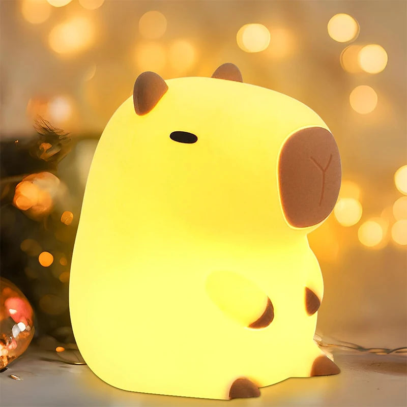 Cute Capybara Night Light - Silicone Rechargeable Touch Lamp for Kids 🦫✨