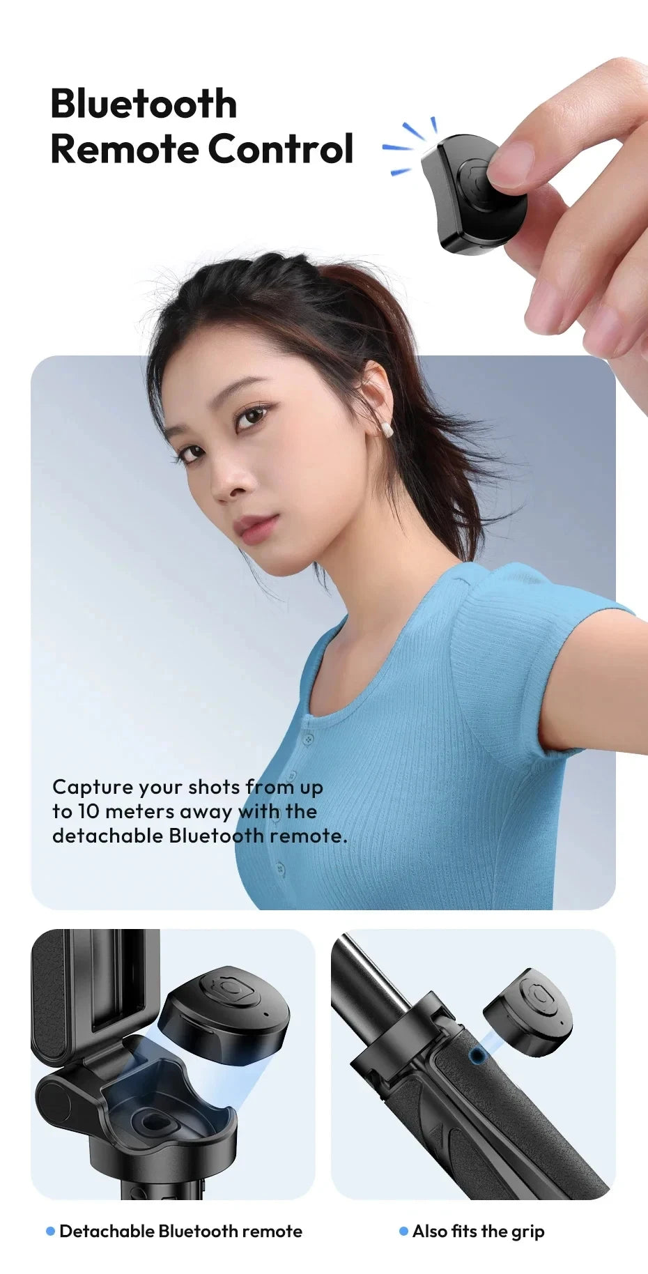 Magnetic Phone Tripod - Wireless Grip Selfie Stick for iPhone &amp; Samsung 📱✨