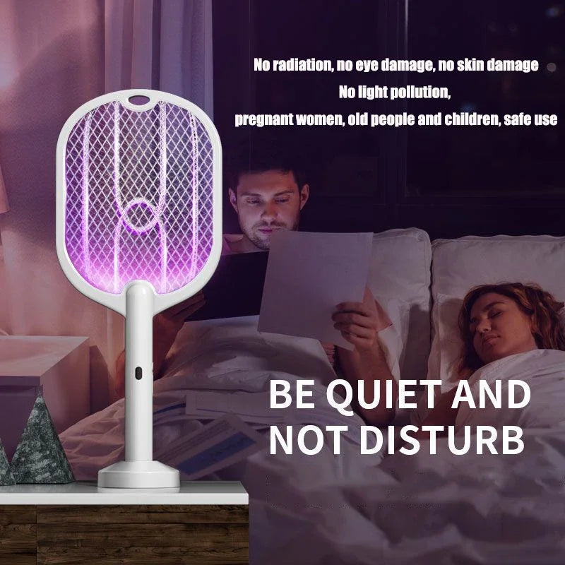 3000V Mosquito Swatter | 3-in-1 Electric Mosquito Killer — Handheld, Wall Mount & Desktop Lamp with TYPE-C Charging