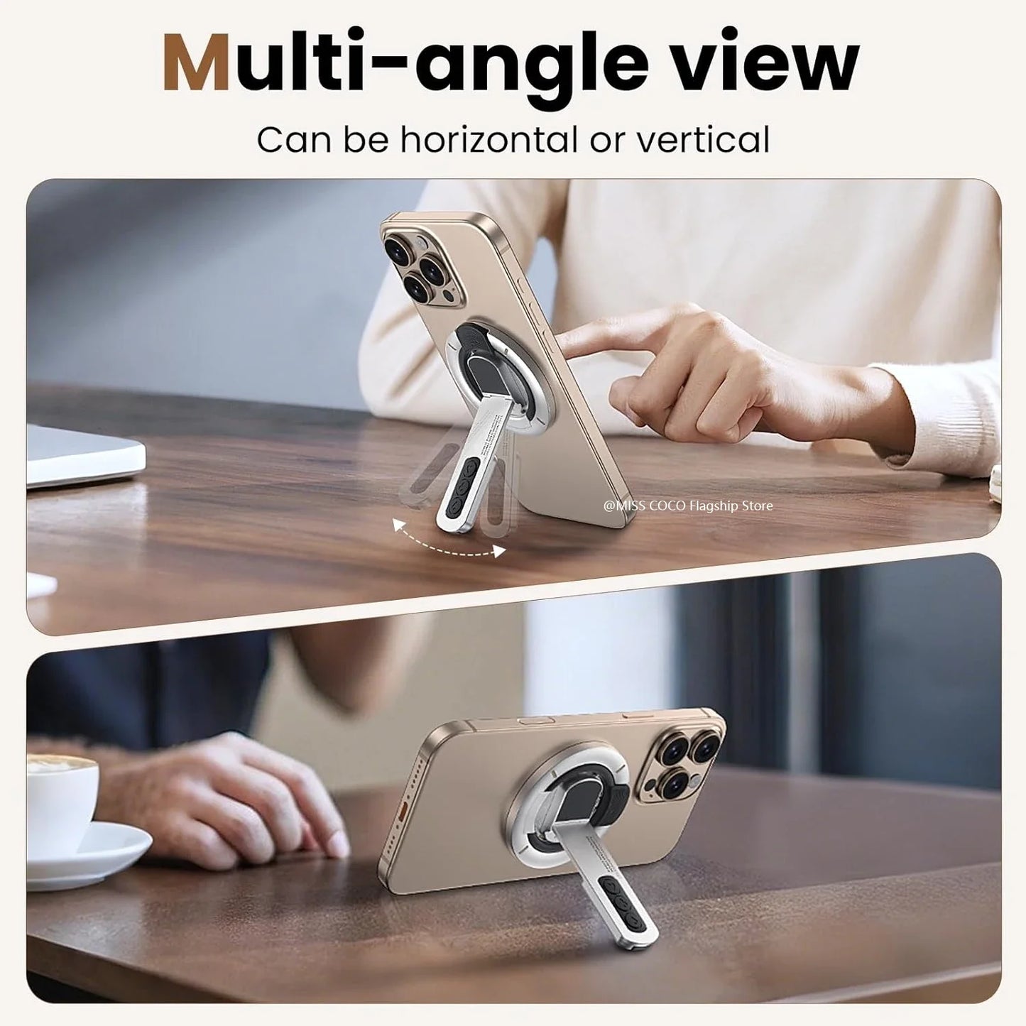 Magnetic Phone Ring Holder | Dual-Sided 360° Rotating Desktop Stand, Strong Magnetic Hold, Universal Fit for iPhone Samsung