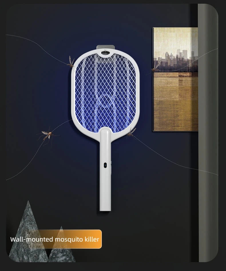 3000V Mosquito Swatter | 3-in-1 Electric Mosquito Killer — Handheld, Wall Mount & Desktop Lamp with TYPE-C Charging