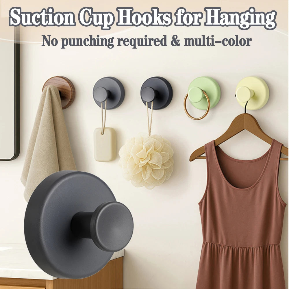 Strong Suction Cup Hook | Vacuum Lock Towel Holder, Waterproof & Reusable PP, No Drilling Required
