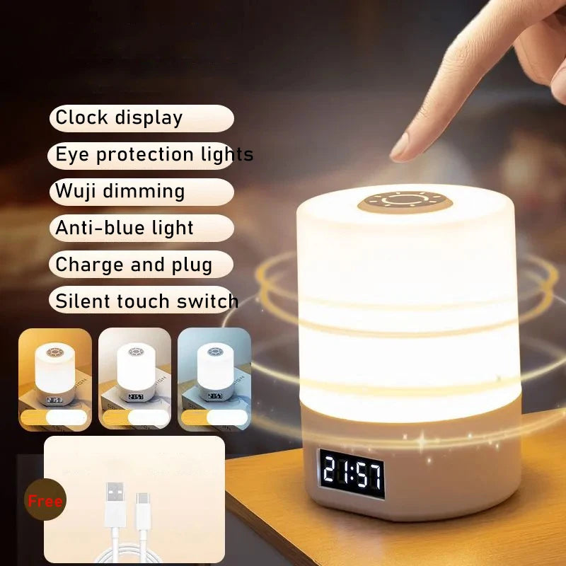 LED Night Light Clock - Touch Dimmable Bedside Desk Lamp for Kids & Adults 🕰️✨