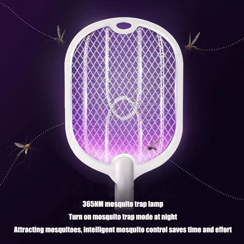 3000V Mosquito Swatter | 3-in-1 Electric Mosquito Killer — Handheld, Wall Mount & Desktop Lamp with TYPE-C Charging