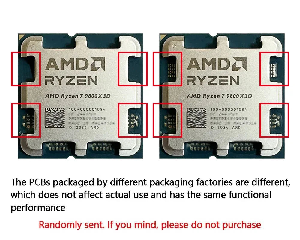 NEW AMD Ryzen 7 9800X3D 4.7GHz 4NM L3=96M Processor 120W Socket AM5 8-Core 16-Thread R7 9800X3D DDR5 but without fan
