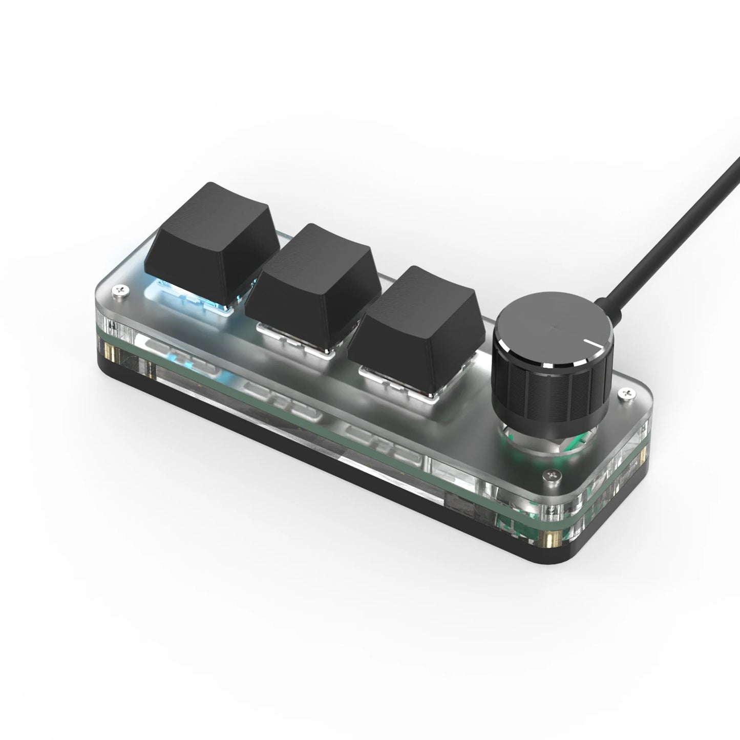 RGB Macro Keypad | 3-Key Hot Swap Mechanical Keypad with Knob, OUTEMU Red Switches, Custom Macro Programming for Photoshop & Multimedia