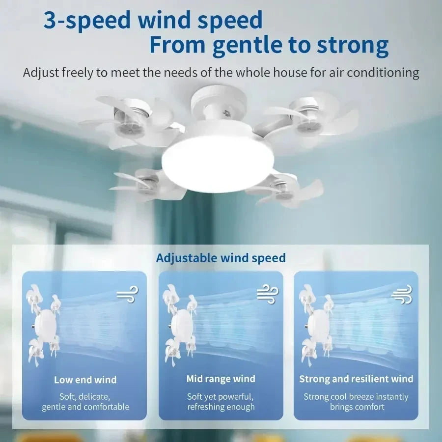 Creative Drone Ceiling Lamp Electric Fan with Light Remote Control E27