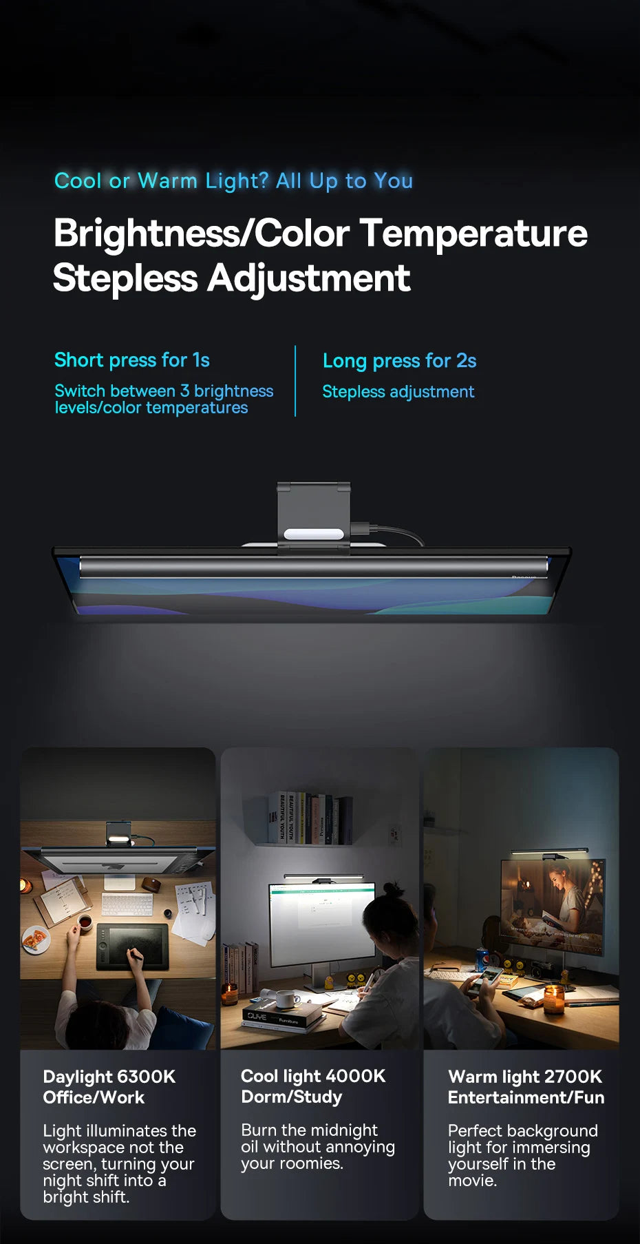 Baseus Screen Light Desk Lamp - USB Adjustable Monitor Light for Work & Study 💡✨