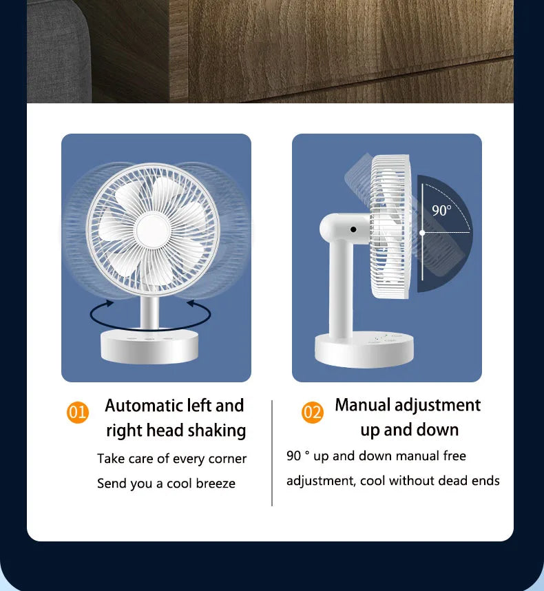 3600mAh USB Desk Fan - 4 Speed Adjustable Cooling for Home & Travel 🌬️✨