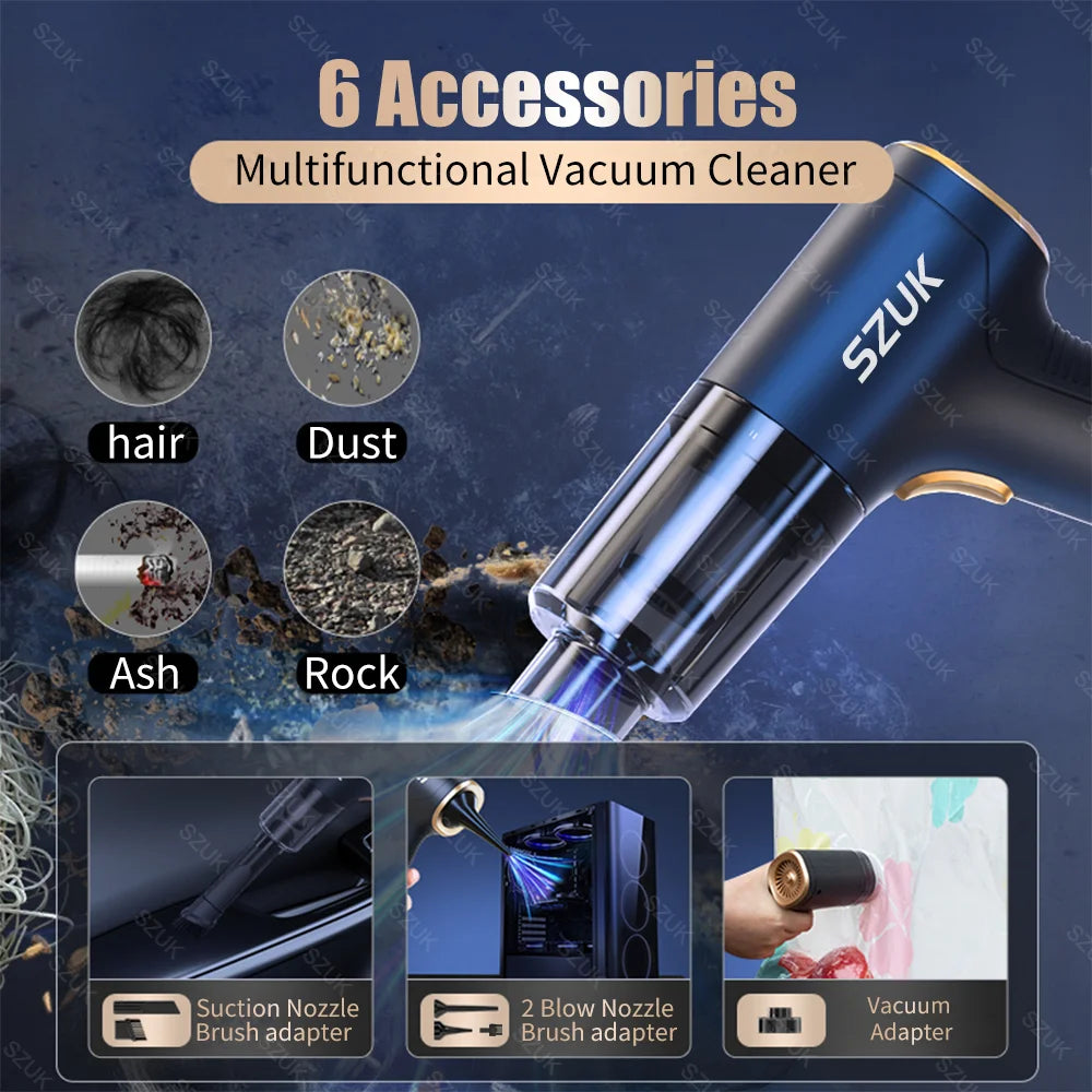 SZUK 98000PA Car Vacuum Cleaner - Mini Powerful Handheld Cleaner for Car & Home 🚗✨