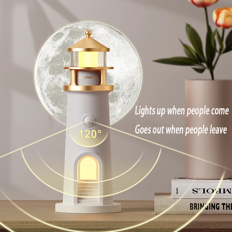 Floating Moon Lamp Projection Lighthouse Night Light with Bluetooth Speaker 🌙✨