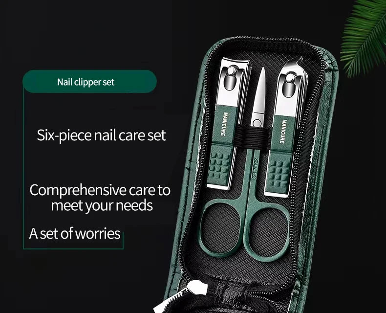 6-Piece Nail Clipper Set | Professional Stainless Steel Manicure Set for Finger & Toe, Portable Travel Case