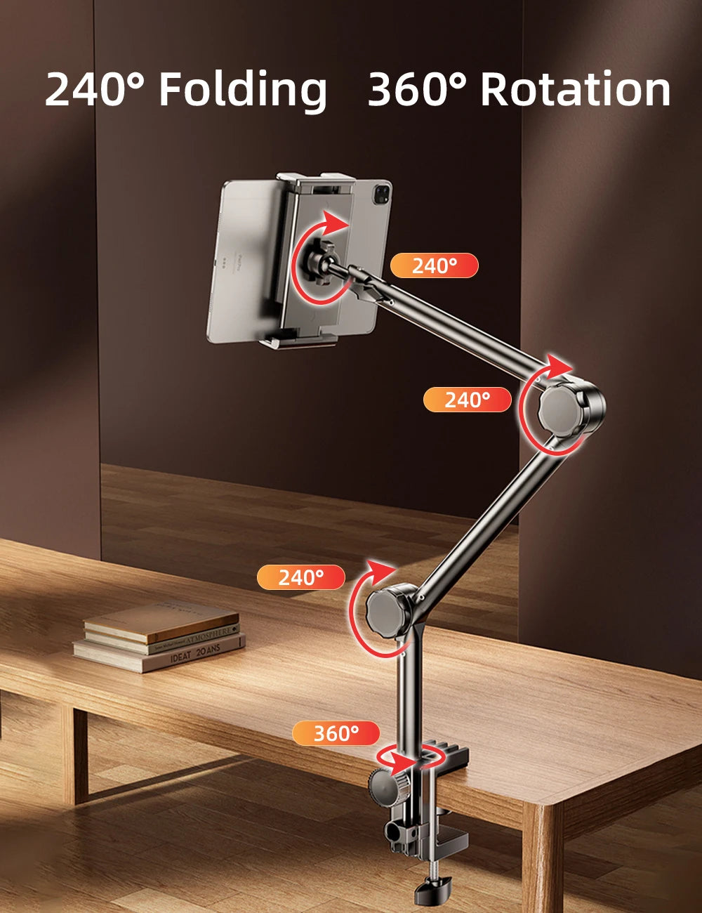 Desktop Mobile Phone & Tablet Holder – Folding Cantilever Bed Clip for Apple, Samsung, iPad 📱📲