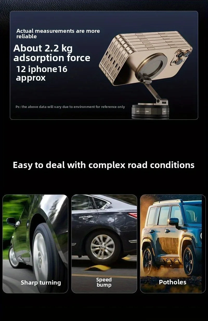 Lightweight Magnetic Car Phone Stand - Vacuum Suction Rotating Holder 📱✨