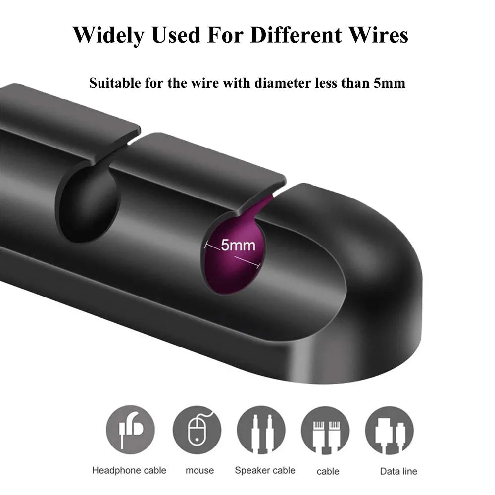 L16 Silicone USB Cable Organizer – Premium Desktop Tidy Management Clips Holder for Mouse & Headphone Wires