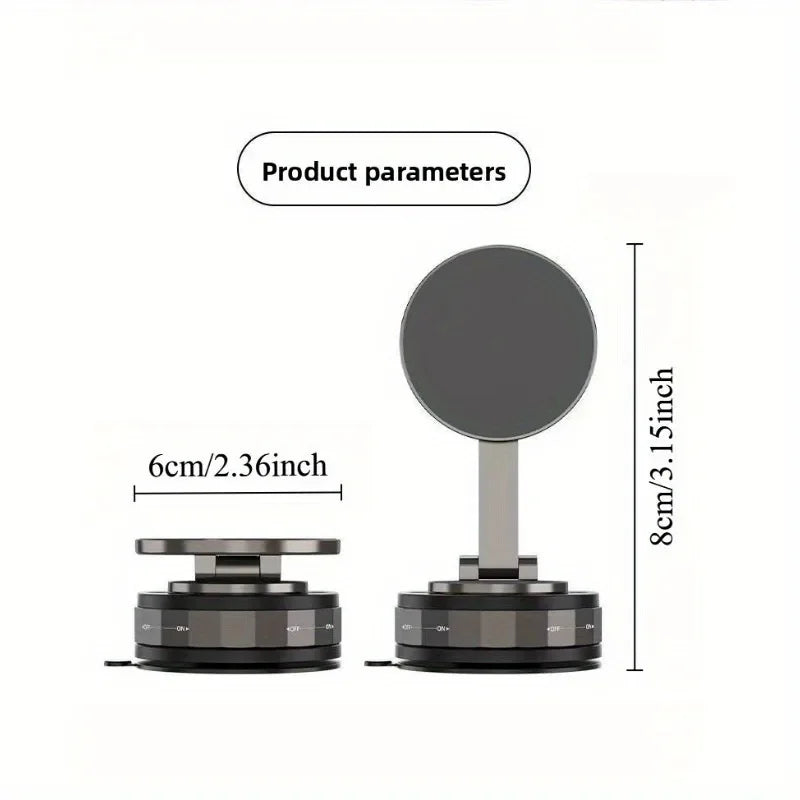 Lightweight Magnetic Car Phone Stand - Vacuum Suction Rotating Holder 📱✨