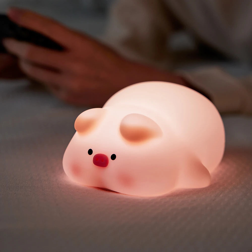 Kawaii Lion Night Light Rechargeable 3 Level Dimmable Silicone Sleeping Light