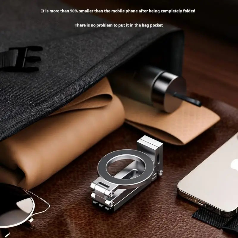Portable Magnetic Phone Holder Aluminum Alloy 360° Rotating Foldable Tripod