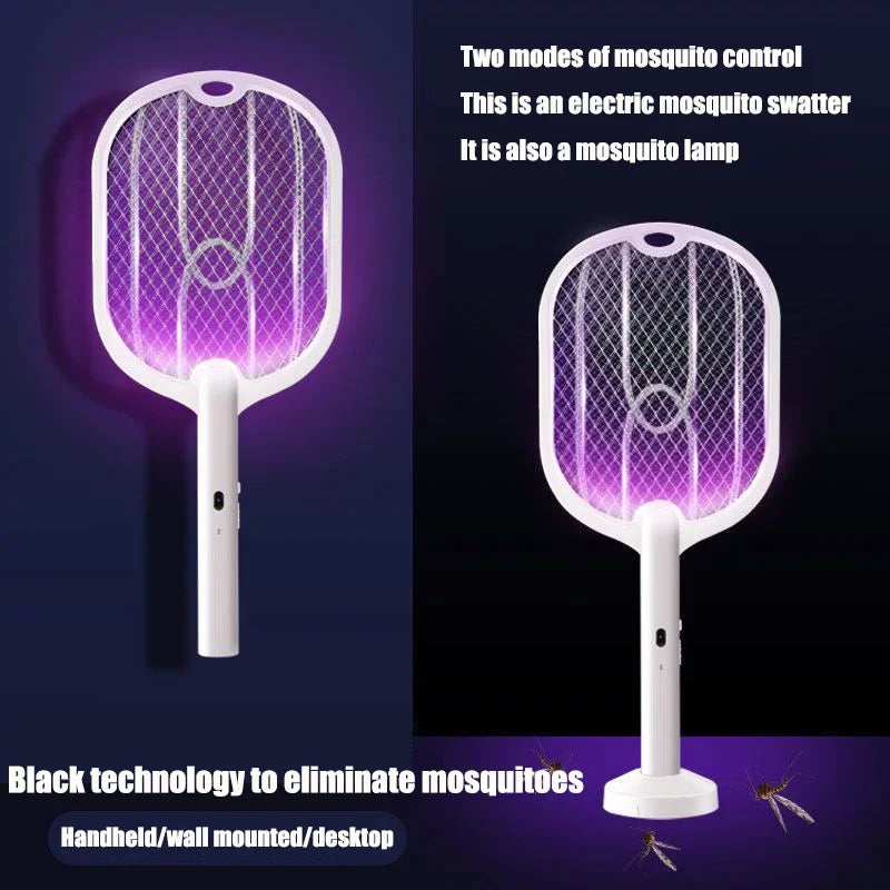 3000V Mosquito Swatter | 3-in-1 Electric Mosquito Killer — Handheld, Wall Mount & Desktop Lamp with TYPE-C Charging