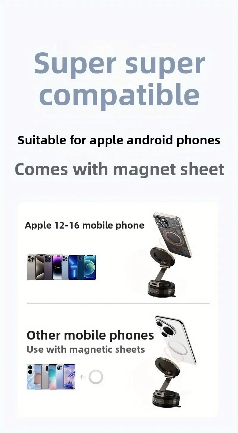 Lightweight Magnetic Car Phone Stand - Vacuum Suction Rotating Holder 📱✨
