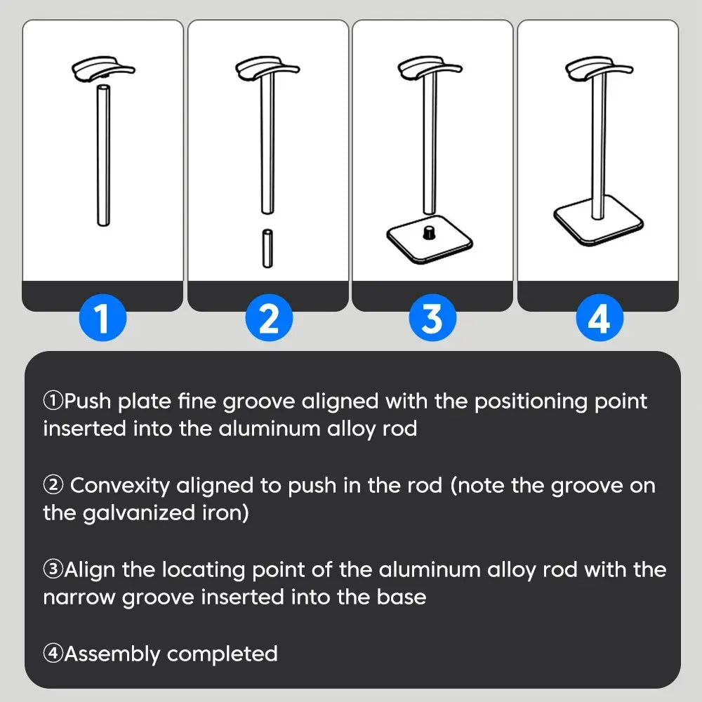 Universal Headphone Stand - Aluminum Alloy Gaming Headset Holder for Desktop Earphones Support
