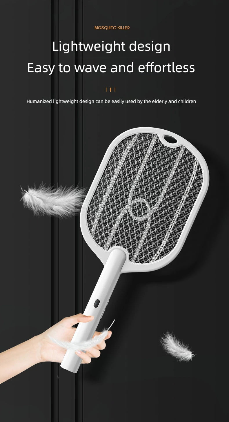 3000V Mosquito Swatter | 3-in-1 Electric Mosquito Killer — Handheld, Wall Mount & Desktop Lamp with TYPE-C Charging