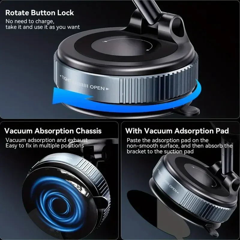 Vacuum Magnetic Phone Holder - MagSafe 360° Adjustable Suction Cup Stand 📱✨
