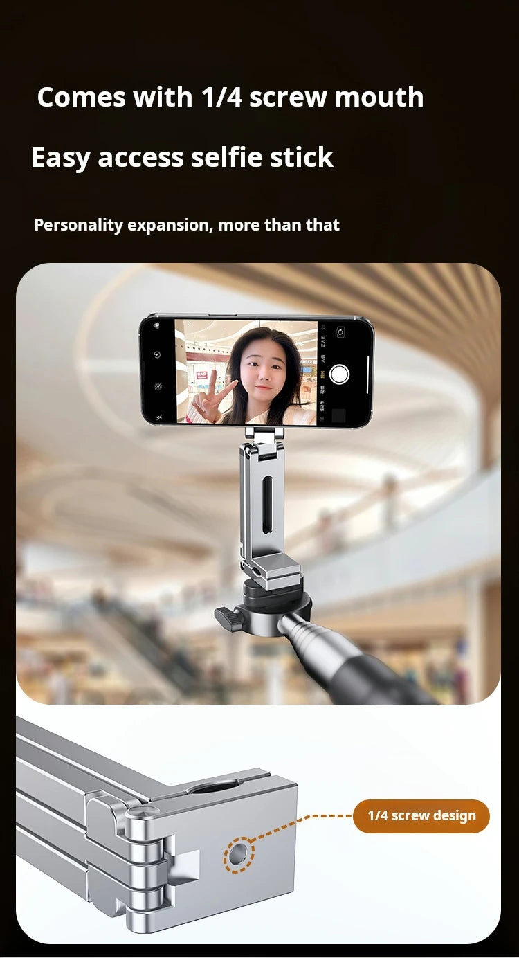 Portable Magnetic Phone Holder Aluminum Alloy 360° Rotating Foldable Tripod
