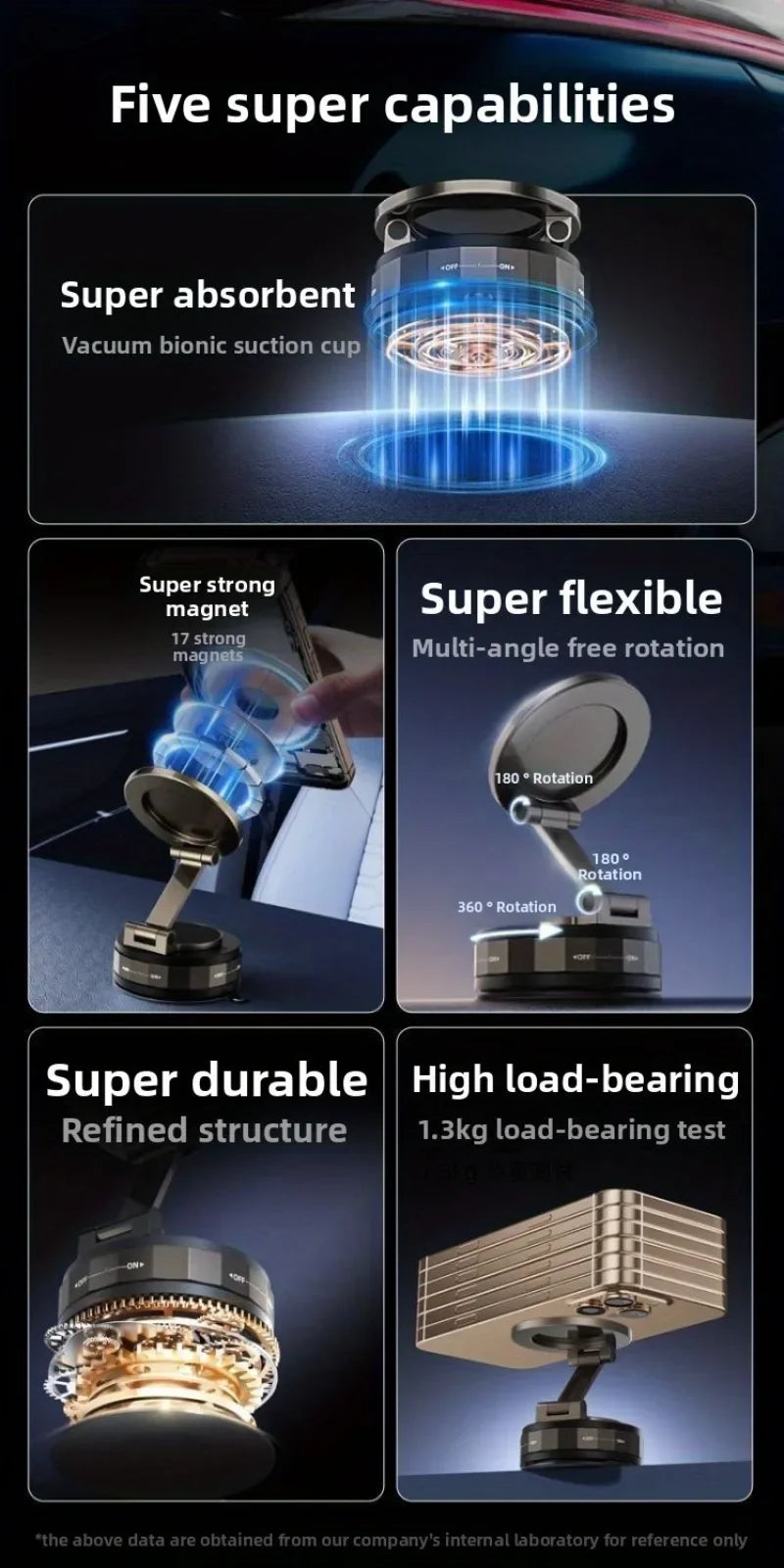 Lightweight Magnetic Car Phone Stand - Vacuum Suction Rotating Holder 📱✨