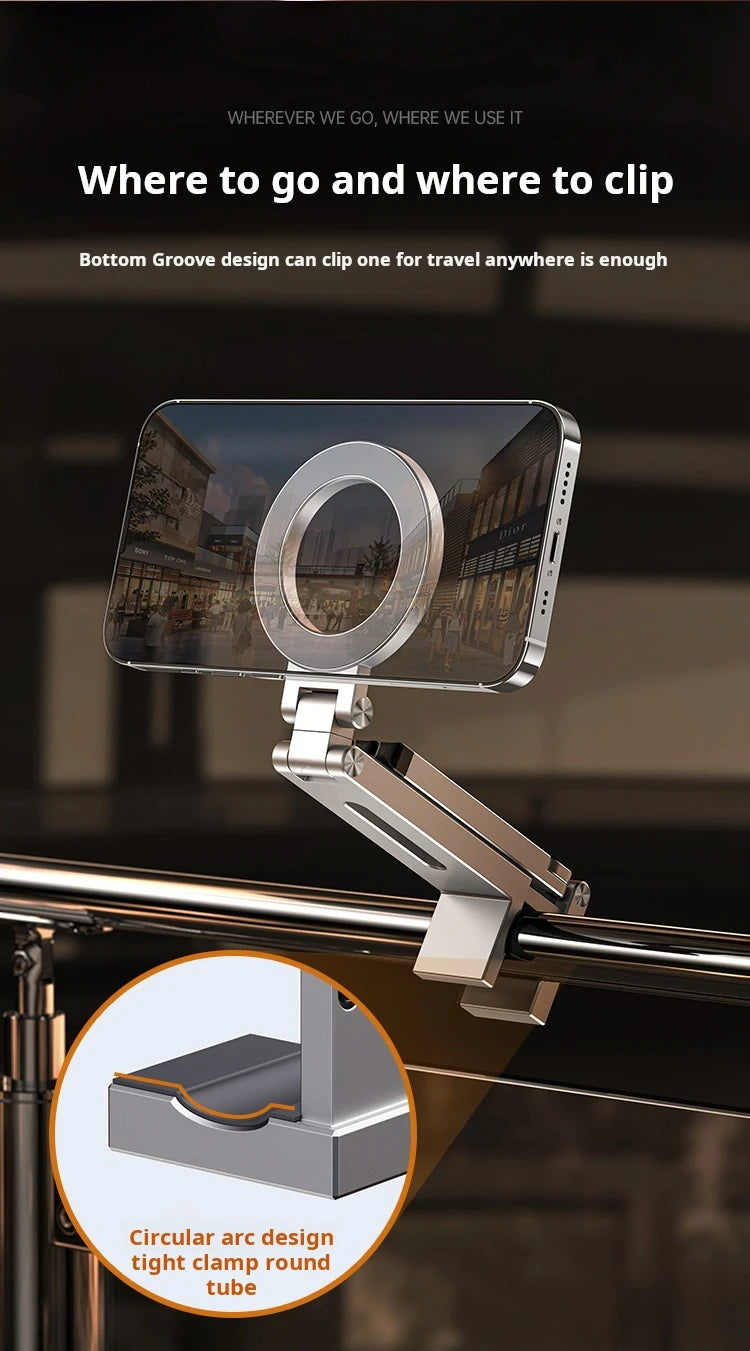 Portable Magnetic Phone Holder Aluminum Alloy 360° Rotating Foldable Tripod