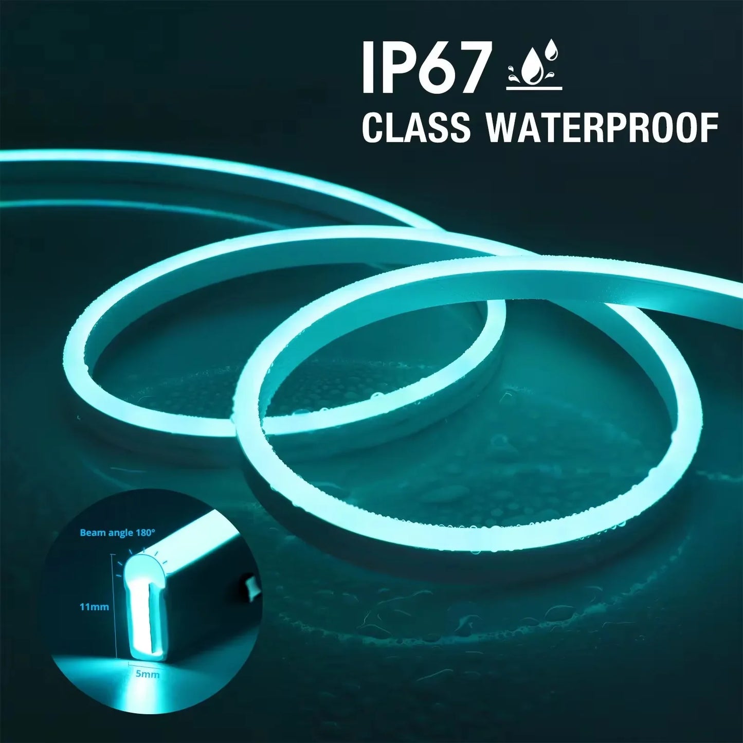 RGB Neon LED Strip - 1/2/3/5M IP65 Waterproof USB Neon Ribbon with Tuya App Control for Home Decor