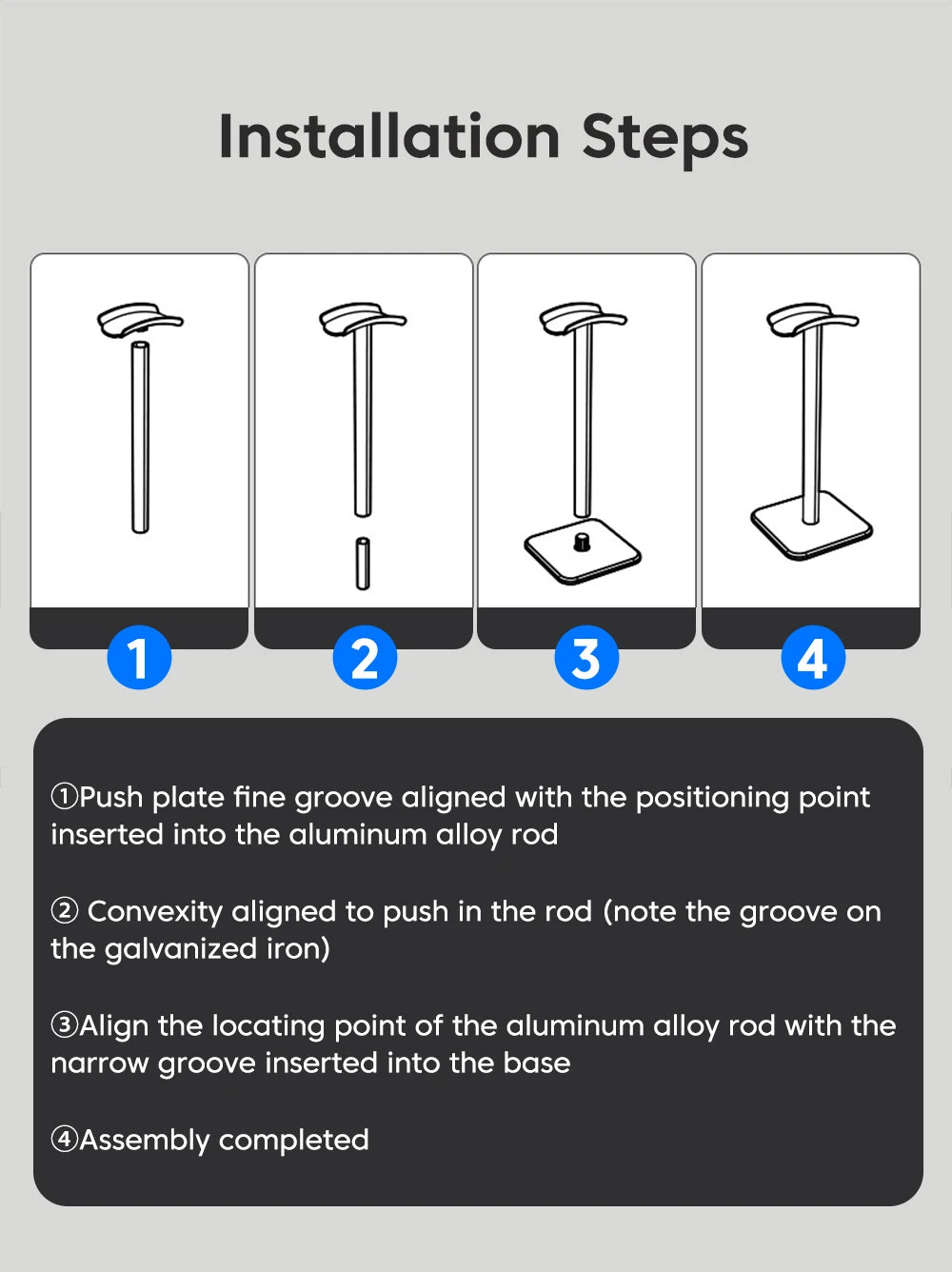 Universal Headphone Stand - Aluminum Alloy Gaming Headset Holder for Desktop Earphones Support