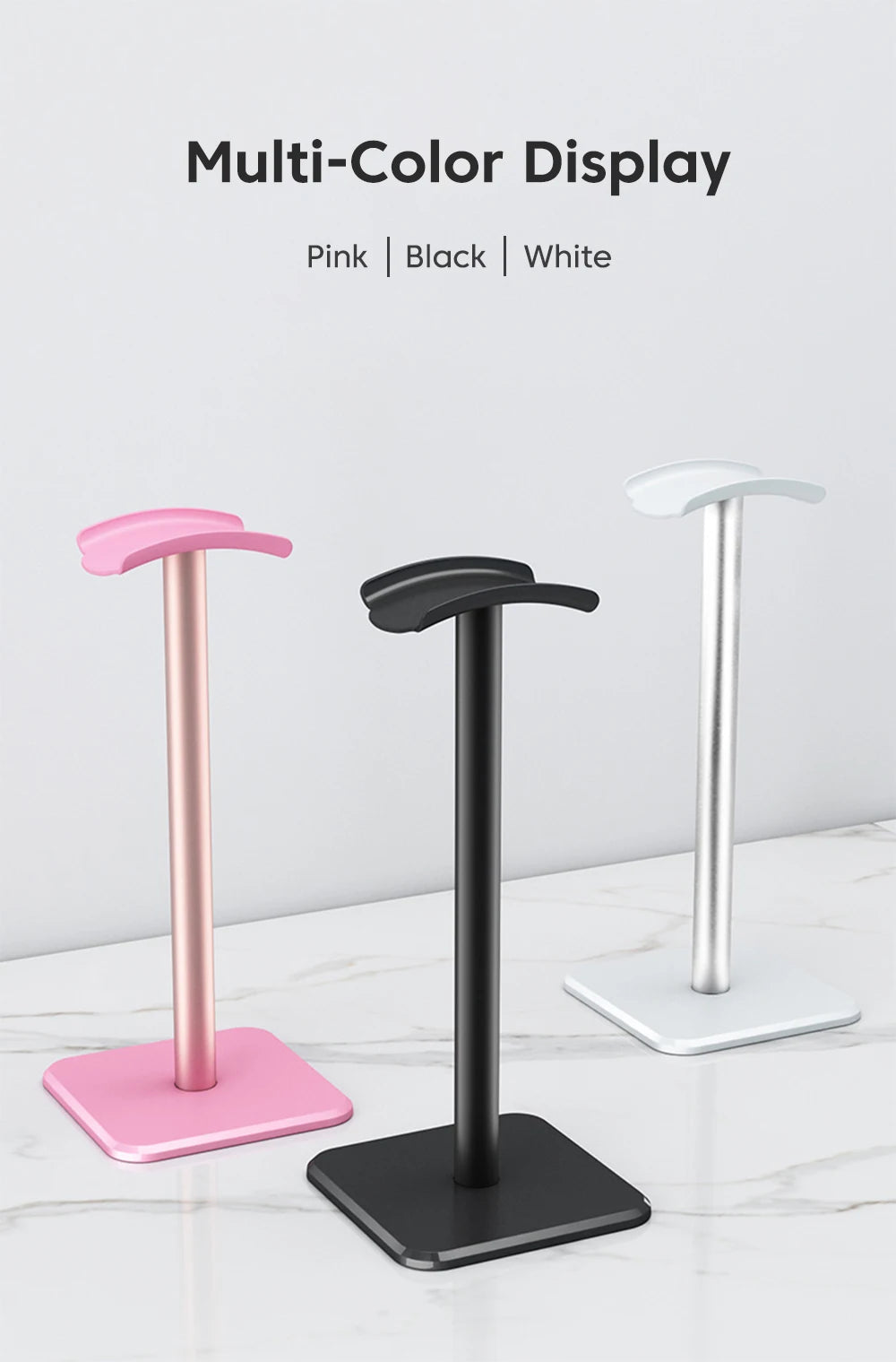 Universal Headphone Stand - Aluminum Alloy Gaming Headset Holder for Desktop Earphones Support