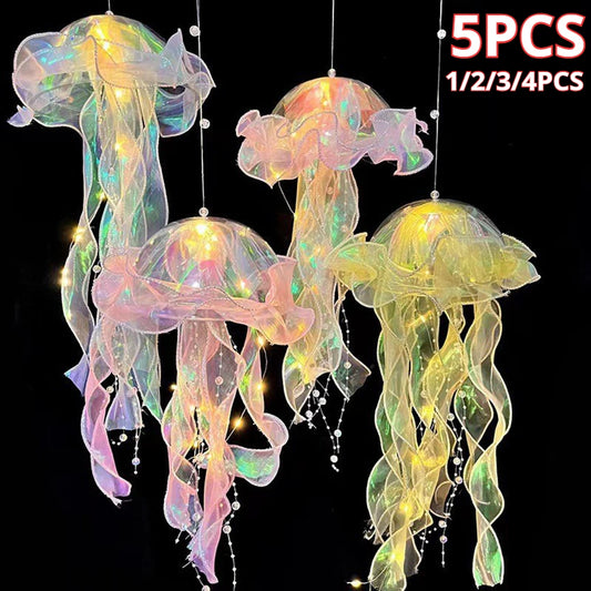 Jellyfish Lamp Portable Flower Lamp - Hanging Night Light & Wind Chimes 🪼✨