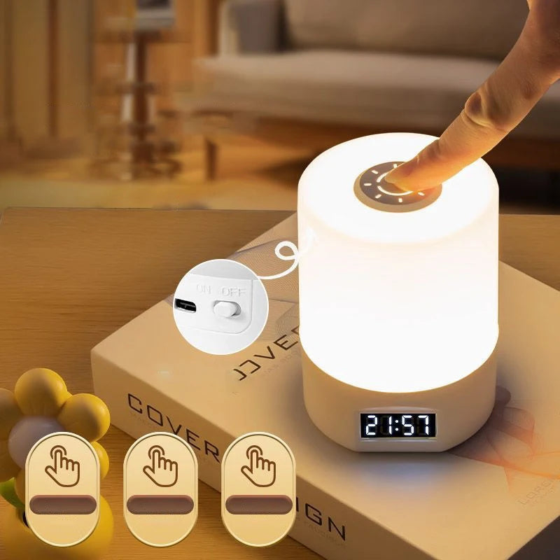 LED Night Light Clock - Touch Dimmable Bedside Desk Lamp for Kids & Adults 🕰️✨