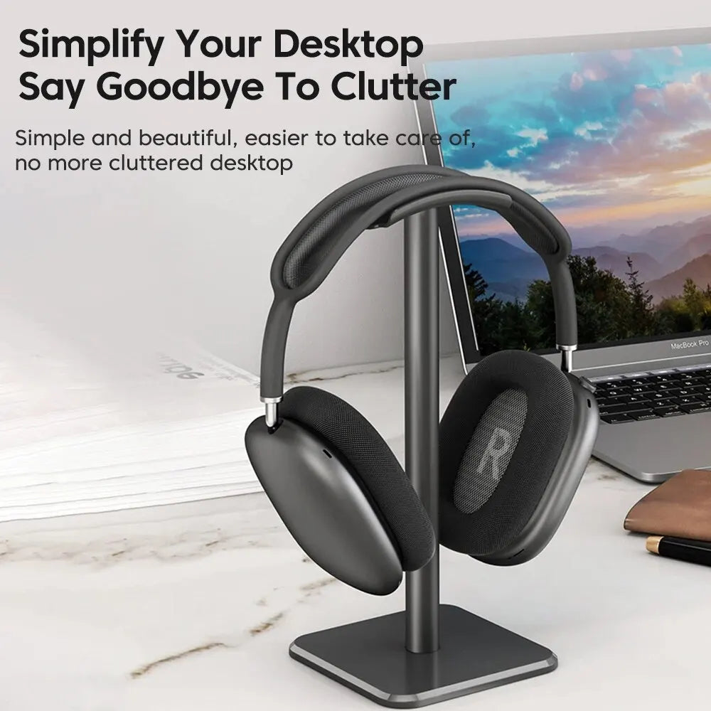 Universal Headphone Stand - Aluminum Alloy Gaming Headset Holder for Desktop Earphones Support