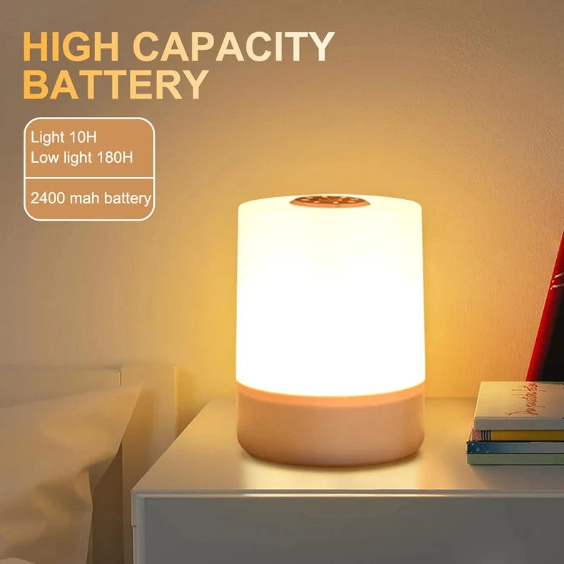 Touch Night Lamp - 3 Modes Dimmable Bedside Light with USB Charging 🌟✨