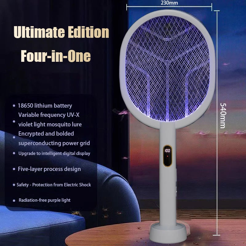 3000V Mosquito Swatter | 3-in-1 Electric Mosquito Killer — Handheld, Wall Mount & Desktop Lamp with TYPE-C Charging