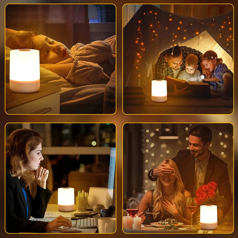 Touch Night Lamp - 3 Modes Dimmable Bedside Light with USB Charging 🌟✨