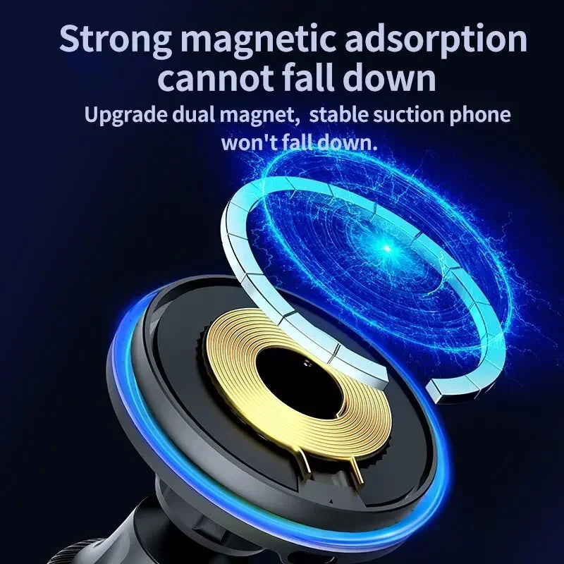 30W Magnetic Car Wireless Charger RGB for iPhone 12-15 Pro Max MagSafe Car Phone Holder