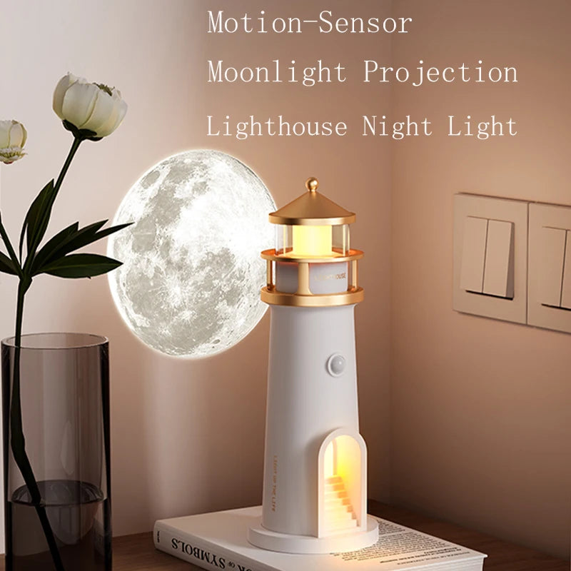 Floating Moon Lamp Projection Lighthouse Night Light with Bluetooth Speaker 🌙✨