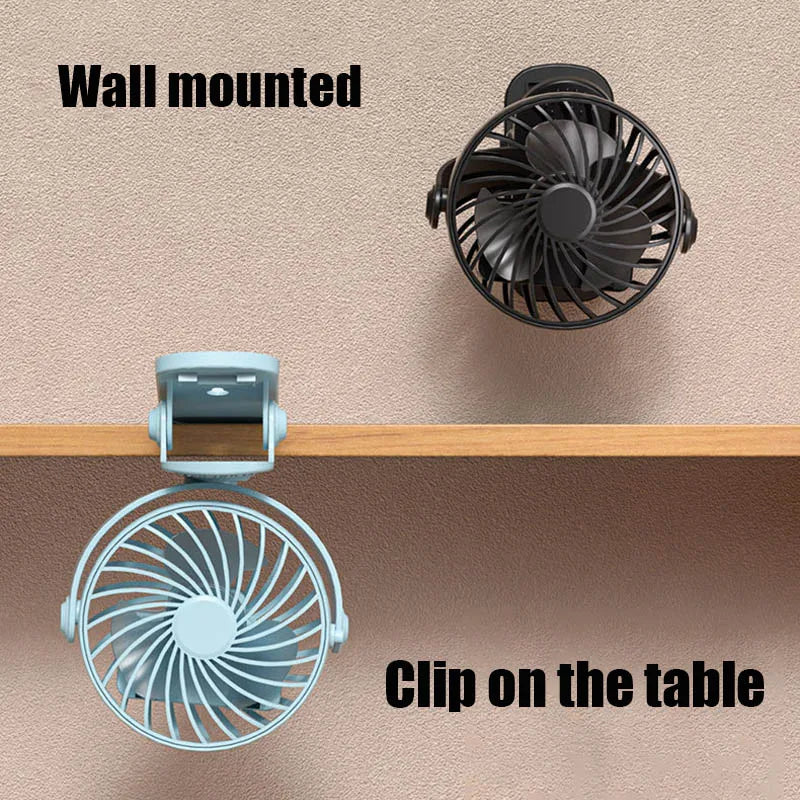 Rechargeable Portable Electric Fan 720° Rotating Hanging Clip Fan