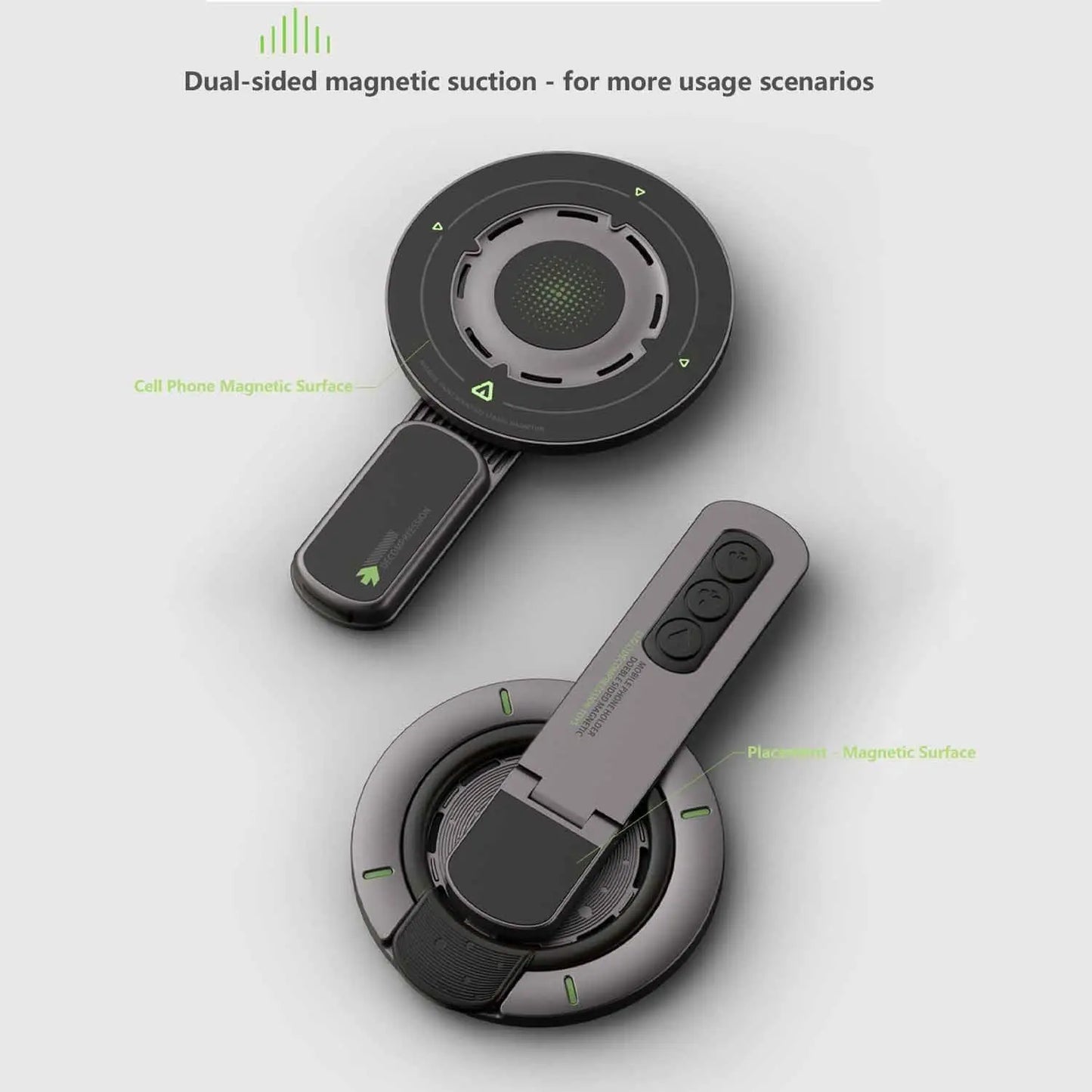 Magnetic Phone Ring Holder | Dual-Sided 360° Rotating Desktop Stand, Strong Magnetic Hold, Universal Fit for iPhone Samsung