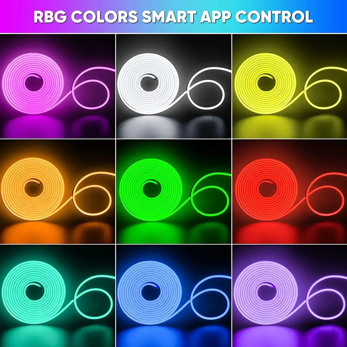 RGB Neon LED Strip - 1/2/3/5M IP65 Waterproof USB Neon Ribbon with Tuya App Control for Home Decor