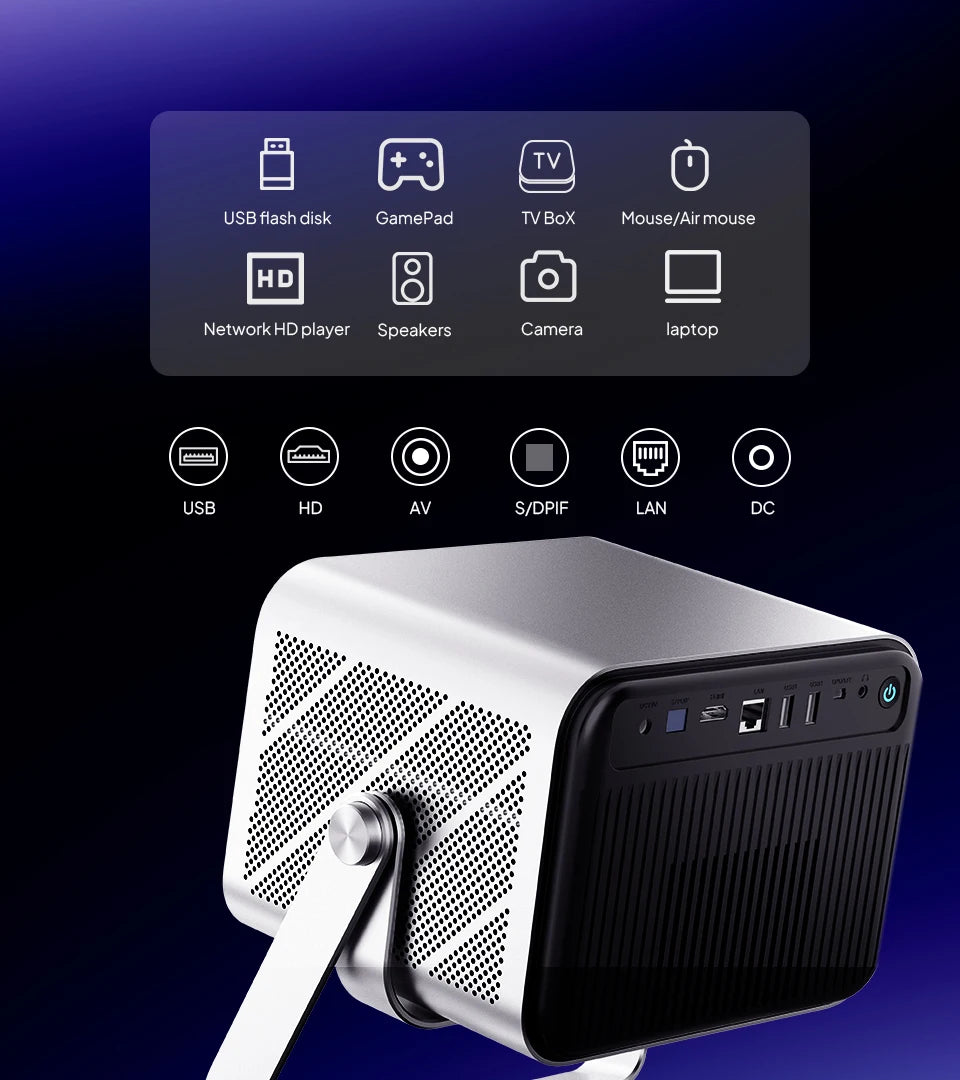 VEVSHAO V80 4K Projector Full HD1080P 2200 Anis Lumens Android 11.0 WiFi 6 Video Home Movie Theater Projectors with Base Stand