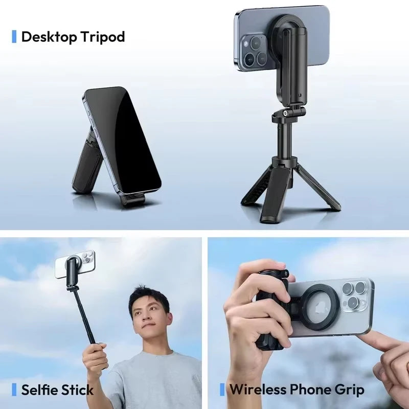 Magnetic Phone Tripod - Wireless Grip Selfie Stick for iPhone &amp; Samsung 📱✨