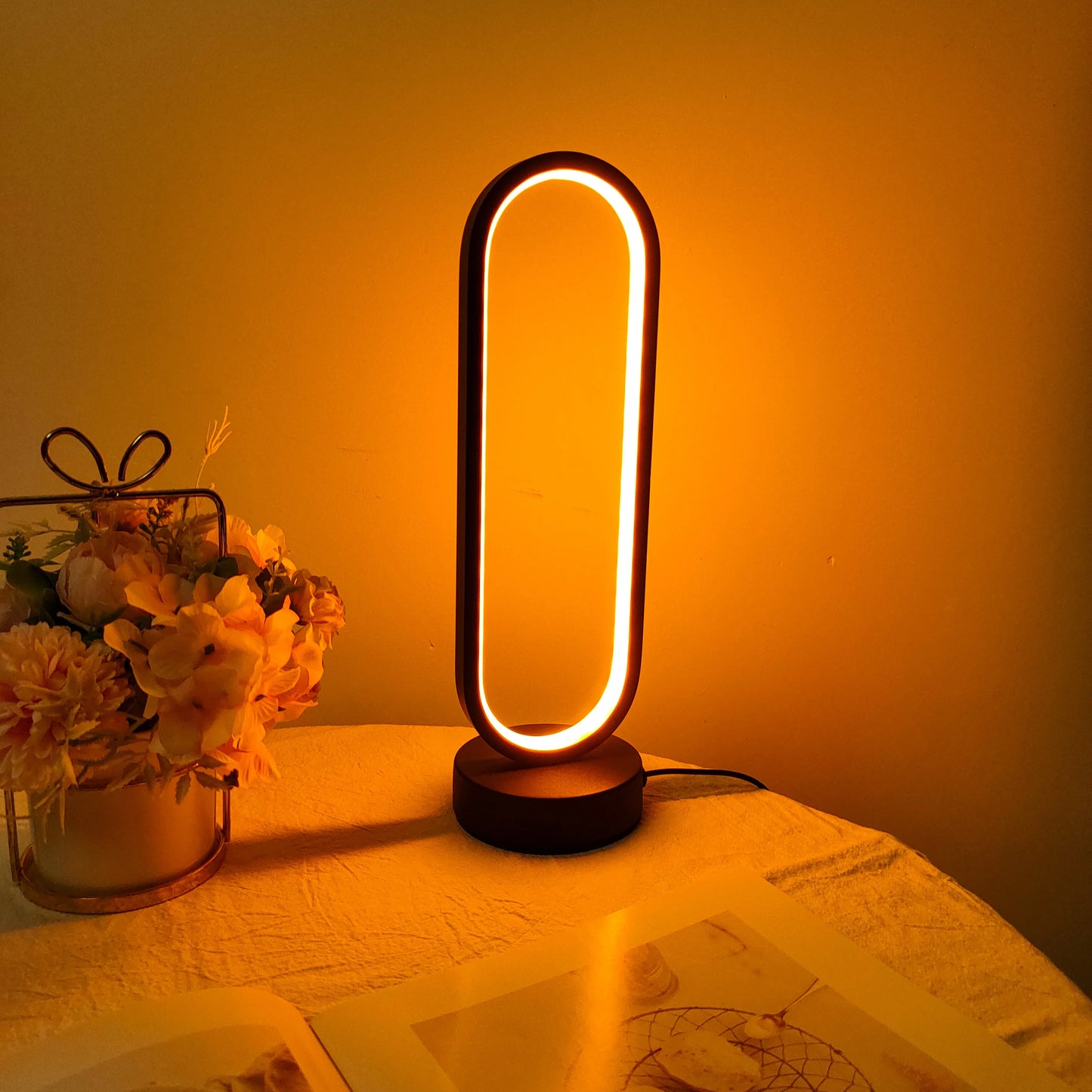 Ring Lamp Three-Color Dimming Bedside Lamp - LED Night Light for Bedroom 💡✨