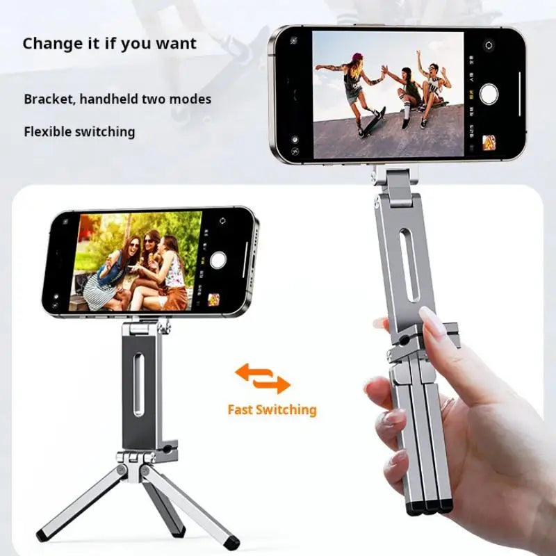 Portable Magnetic Phone Holder Aluminum Alloy 360° Rotating Foldable Tripod